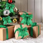 KINGLAKE Green Wired Glitter Christmas Ribbon, 6cm Wide, 10m Long for Gift Wrapping, Decorative Sparkly Metallic Ribbon for Wreaths, Crafts, Christmas Trees & Wedding Decorations