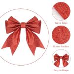 KINGLAKE Red Glitter Christmas Ribbon, 6cm Metallic Wired - 10m Decorative Gift Wrapping Ribbon for Wreath, Crafts, Christmas Tree & Wedding Decorations