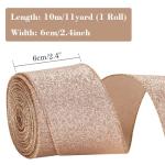 KINGLAKE Rose Gold Wired Glitter Christmas Ribbon, 6cm Metallic Wrapping Ribbon for Gift Wrapping, Wreaths, Crafts, Christmas Tree & Wedding Decorations