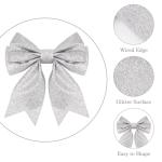 KINGLAKE Silver Wired Glitter Christmas Ribbon, 6cm Metallic Wrapping Ribbon for Gift Wrapping, Wreath, Crafts, Christmas Tree & Wedding Decorations