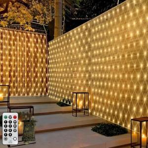 Net Lights Outdoor Mesh Lights Plug in, 3M X 2M 200LED Christmas Garden Tree Lights 8Mode Waterproof Connectable for Halloween Gazebo Balcony Decor(Warm White)