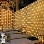 Net Lights Outdoor Mesh Lights Plug in, 3M X 2M 200LED Christmas Garden Tree Lights 8Mode Waterproof Connectable for Halloween Gazebo Balcony Decor(Warm White)