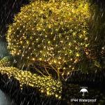 Net Lights Outdoor Mesh Lights Plug in, 3M X 2M 200LED Christmas Garden Tree Lights 8Mode Waterproof Connectable for Halloween Gazebo Balcony Decor(Warm White)