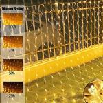 Net Lights Outdoor Mesh Lights Plug in, 3M X 2M 200LED Christmas Garden Tree Lights 8Mode Waterproof Connectable for Halloween Gazebo Balcony Decor(Warm White)
