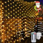 Net Lights Outdoor Mesh Lights Plug in, 3M X 2M 200LED Christmas Garden Tree Lights 8Mode Waterproof Connectable for Halloween Gazebo Balcony Decor(Warm White)