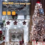 Ollny Fairy Lights Plug in - 30m 300 LED Fairy Lights Outdoor Waterproof, Remote/8 Modes/Timer/Dimmable Cold White String Lights Mains Powered for Outside Indoor Garden Tree Christmas Decorations