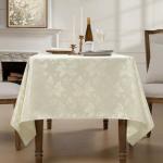 Romanstile Cream Christmas Damask Tablecloth 140x200 cm (55x79 inch),Water-Repellent & Wipe Clean,Floral (Rectangular)