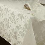Romanstile Cream Christmas Damask Tablecloth 140x200 cm (55x79 inch),Water-Repellent & Wipe Clean,Floral (Rectangular)