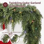 Lighted Cedar Christmas Garland for Mantle, 9ft