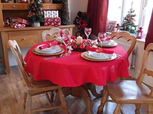  Christmas Red Round Tablecloth 55" Diameter (4 Seater)