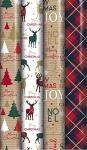 Christmas Gift Wrap Rolls: Traditional Tartan Reindeer - 4x5M