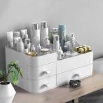 Queta Make-up-Organizer Large Cosmetic Storage Box with Capacity 8 Grids and 3 Drawers, Fits Jewelry, Brushes, Lipsticks, Creams, Stationries(13.4 x 6 x 8.7 inch)