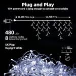 Icicle Lights Outdoor, LIGHTNUM 14m/45.93ft 360 LEDs Fairy Lights Plug in, Cool White