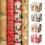 Traditional Tartan Reindeer Wrapping Paper Set - 4x4M