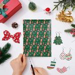 AnyDesign 14Pcs Christmas Faux Leather Sheets Colorful Gingerbread Man Santa Claus Snowman Snowflake Leather Fabric Dots Stripes Printed Synthetic PU Leather for Christmas DIY Crafts Earring Hair Bow