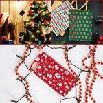 AnyDesign 14Pcs Christmas Faux Leather Sheets Colorful Gingerbread Man Santa Claus Snowman Snowflake Leather Fabric Dots Stripes Printed Synthetic PU Leather for Christmas DIY Crafts Earring Hair Bow