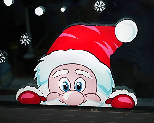 Christmas Window Stickers: Peeping Santa & Rudolph Decals