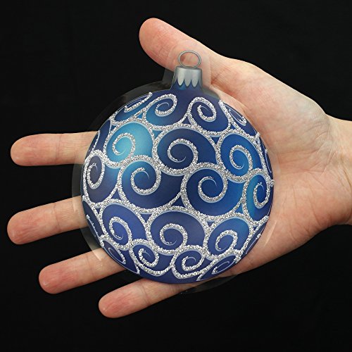 ArtiClings 12 x Bauble Window Clings with Glitter Patterns and Strings Colour = Blue