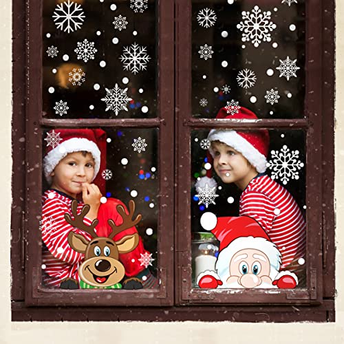 Christmas Window Stickers: Peeping Santa & Rudolph Decals