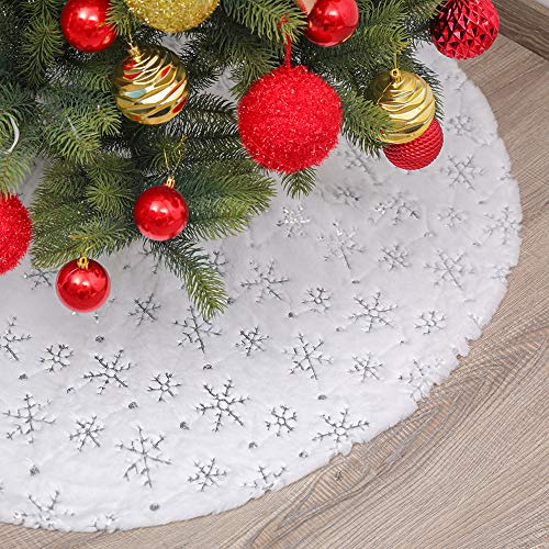 Silver Snowflake Christmas Tree Skirt - 90cm (36inch)