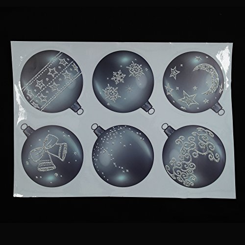 ArtiClings 12 x Bauble Window Clings with Glitter Patterns and Strings Colour = Silver