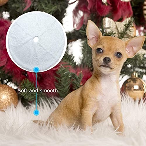 White Plush Faux Fur Christmas Tree Skirt - 36inch