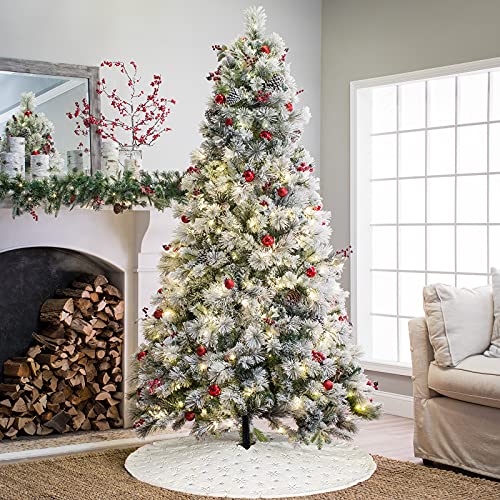 Luxury Silver Snowflake Tree Skirt, Xmas Decor