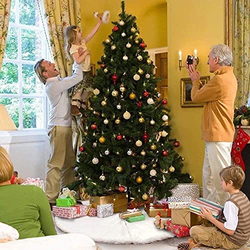 White Plush Faux Fur Christmas Tree Skirt - 36inch
