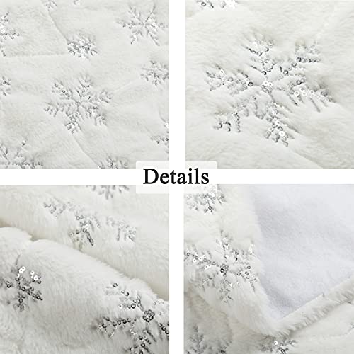 Rustic White Fur Christmas Tree Skirt - 36 Inches