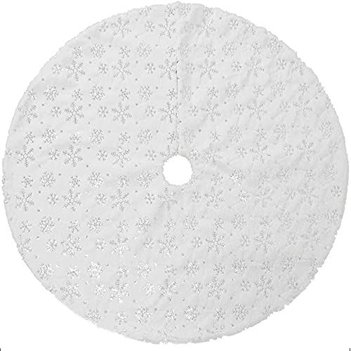 Luxury Silver Snowflake Tree Skirt, Xmas Decor