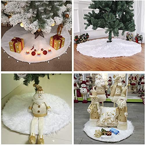 White Plush Faux Fur Christmas Tree Skirt - 36inch
