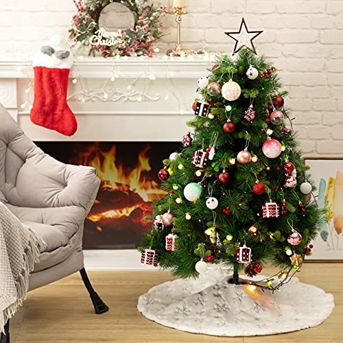 Rustic White Fur Christmas Tree Skirt - 36 Inches
