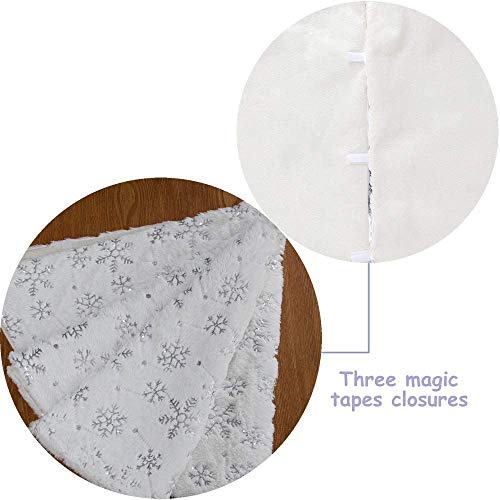 Luxury Silver Snowflake Tree Skirt, Xmas Decor