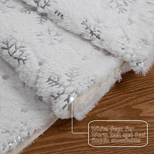 Luxury Silver Snowflake Tree Skirt, Xmas Decor