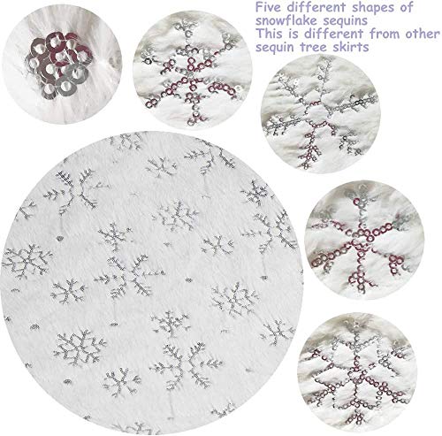 Luxury Silver Snowflake Tree Skirt, Xmas Decor