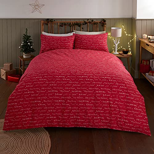 Christmas Photographic Snowman Friends Red Duvet Cover Set
