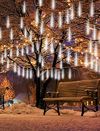 SVNONVE Meteor Shower Light White, Icicle Rain Drop Snow Falling Lights Cascading Lighting Waterproof Ultra Bright Romantic Lights for Party,Wedding,Christmas