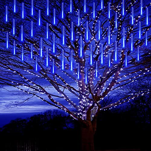 Loveboat Rain Drop Lights 8 Tubes 30cm 192LEDs Meteor Shower Falling LED Tree Cascading String Lights for Outdoor Christmas Decoration (UK Plug) (Blue)