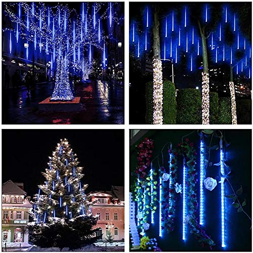 Meteor Lights, WASAGA LED Rain Lights 20 Tubes 960 LEDs (2 Pack) 50cm Christmas Icicle Drop Lights Snow Lights for Christmas Wedding Party Urban Night Lighting New Year Garden Tree Home Decor