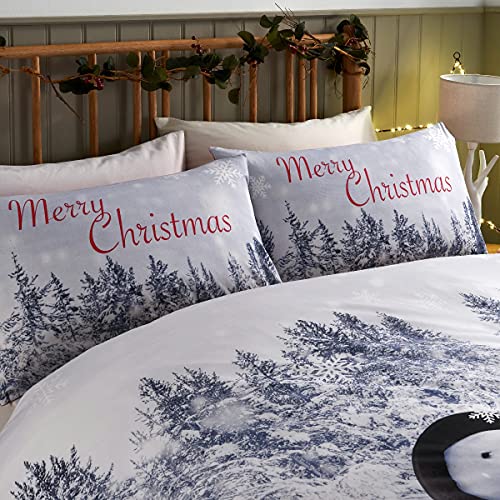 Christmas Photographic Snowman Friends Red Duvet Cover Set