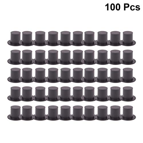 Toyvian 100pcs Mini Black Top Hats Plastic Magician Hats Christmas Black Top Hats for DIY Craft Embellishing Creating Party Supplies S
