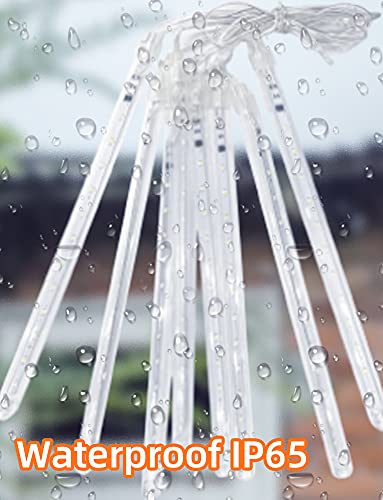 SVNONVE Meteor Shower Light White, Icicle Rain Drop Snow Falling Lights Cascading Lighting Waterproof Ultra Bright Romantic Lights for Party,Wedding,Christmas