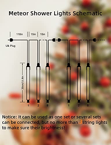 SVNONVE Meteor Shower Light White, Icicle Rain Drop Snow Falling Lights Cascading Lighting Waterproof Ultra Bright Romantic Lights for Party,Wedding,Christmas