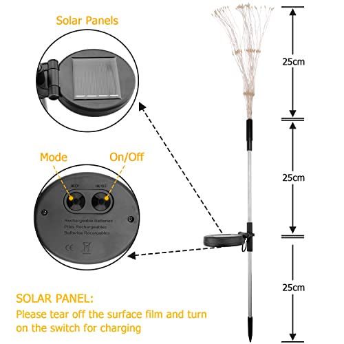 Solar Lights for Garden Decoration,Christmas 600 LED Fairy Lights Solar Powered Starburst Lights Outdoor Firework Decorative Lamp Pathway Lighting 8 Different Modes Waterproof Warm White 4 Pack