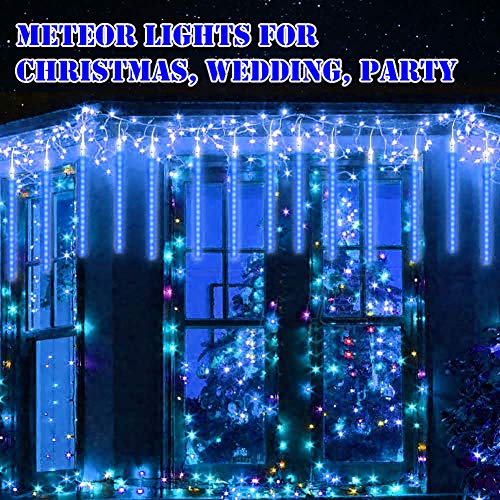 Meteor Lights, WASAGA LED Rain Lights 20 Tubes 960 LEDs (2 Pack) 50cm Christmas Icicle Drop Lights Snow Lights for Christmas Wedding Party Urban Night Lighting New Year Garden Tree Home Decor