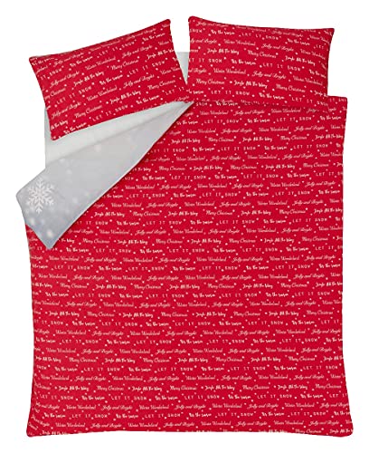 Christmas Photographic Snowman Friends Red Duvet Cover Set