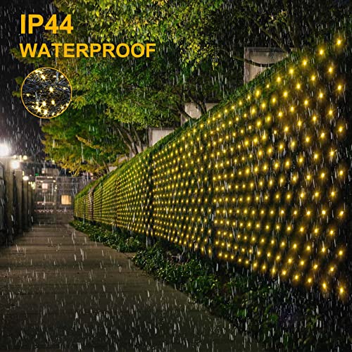 CORST 3M X 2M Net Fairy Lights Mains Powered, Outdoor Mesh Lights Christmas Tree Lights, Garden Bushes String Lights Plug in Waterproof,Remote,Connectable(Warm White)