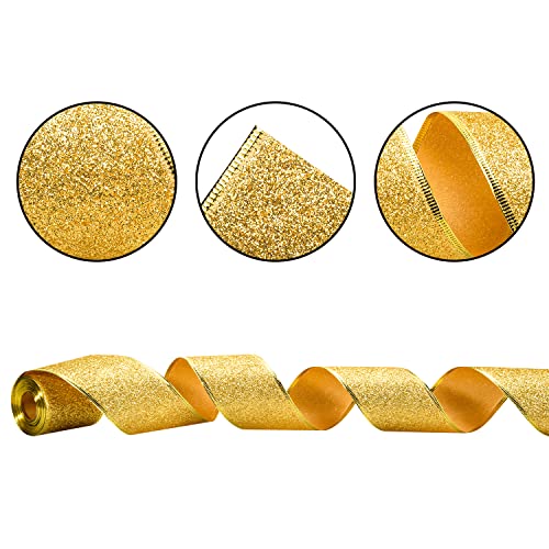 Sparkling Gold Christmas Ribbon for DIY Crafts