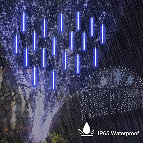 Loveboat Rain Drop Lights 8 Tubes 30cm 192LEDs Meteor Shower Falling LED Tree Cascading String Lights for Outdoor Christmas Decoration (UK Plug) (Blue)