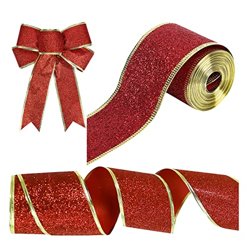 Glitter Christmas Tree Ribbon for Festive Gift Wrapping